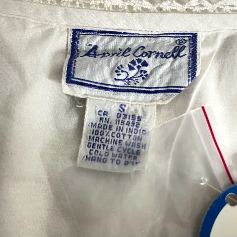 APRIL CORNELL Embroidered White Nightgown 100% Cotton Midi Maxi Size Small NEW - Image 7