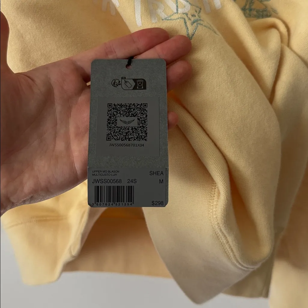 NWT Zadig & Voltaire M Upper Insignia Light Yellow Embroidered Sweatshirt - Image 7