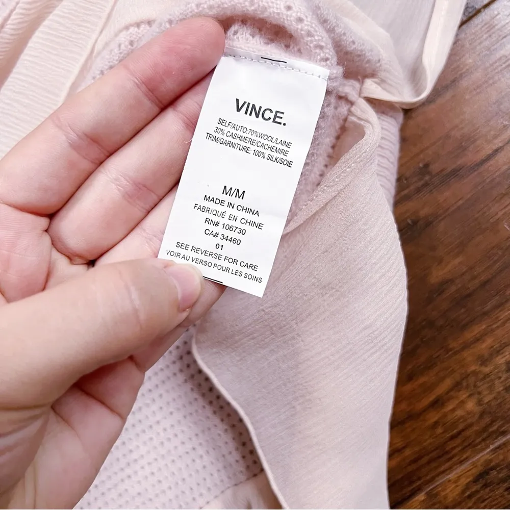 Vince • Layered Perforated Jumper pullover sweater mixed media wool cashmere - Image 6