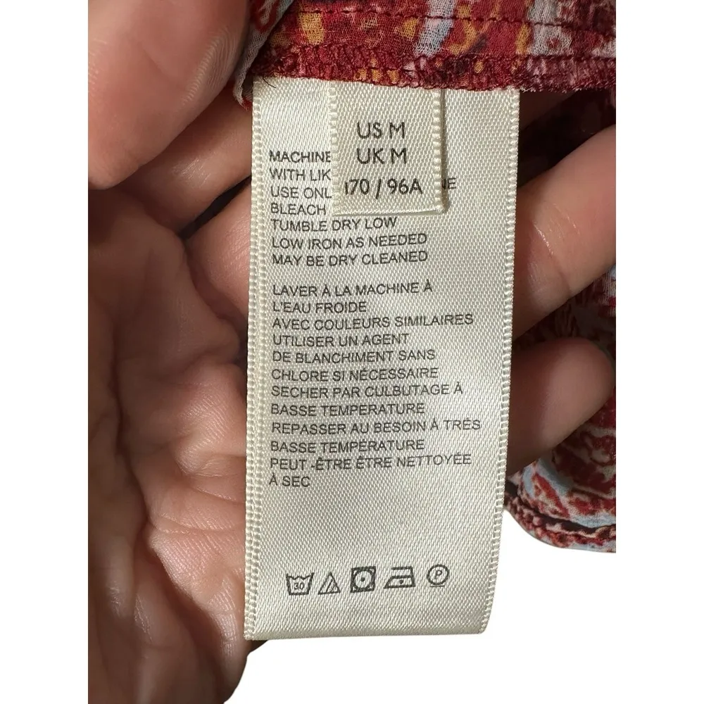 Free People Lorraine Tiered Kimono Top In Mustard Combo Size Medium Tunic #CC3-7 - Image 7