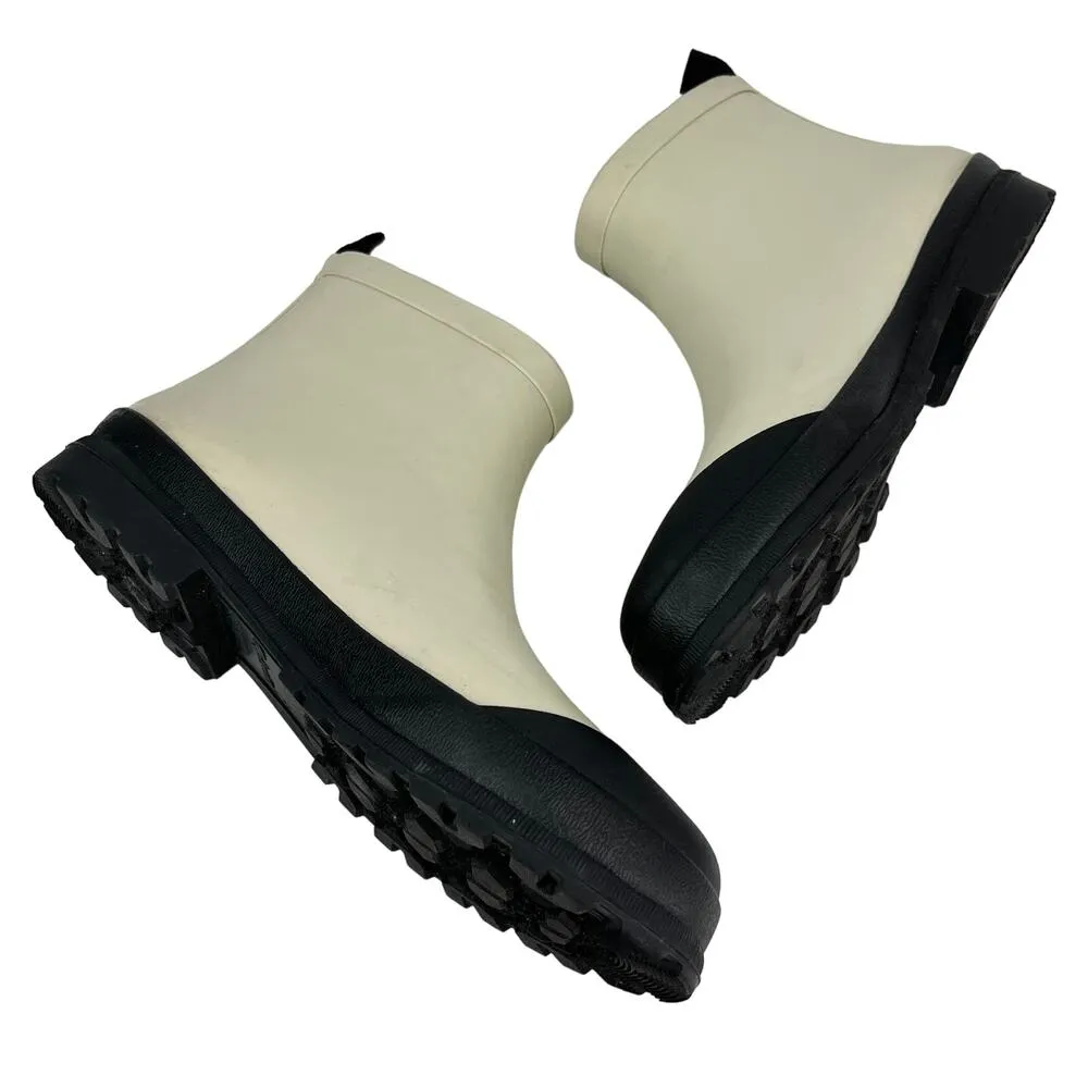 Madewell The Zip-Up Lugsole Rain Boot Beige Black 9 Ashen Silver - Image 4