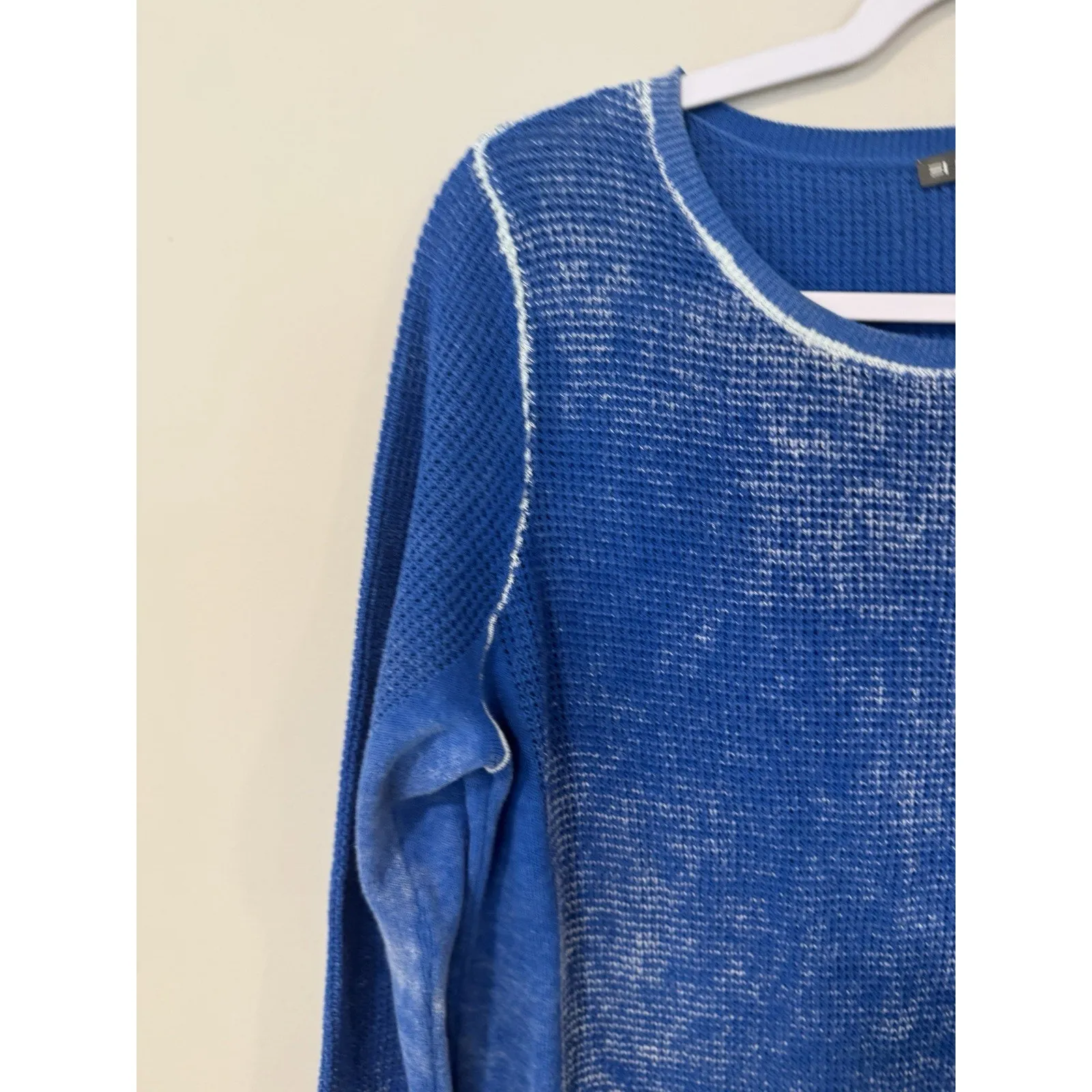 Elliott Lauren Women's 100% Cotton Waffle Knit Shirt Size Small 2335 Blue - Image 3
