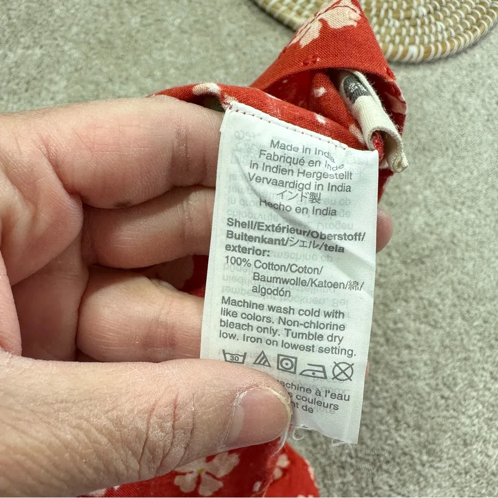 Madewell Puff-Sleeve Button-Front Top in Swiss Dot Happy Aloha Thai Chili Size S - Image 11