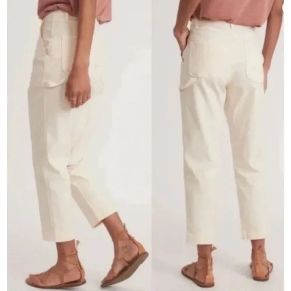 Marine Layer Maya Slim Straight Crop Leg Utility Pant Painter White Size 0 NWT - Image 3