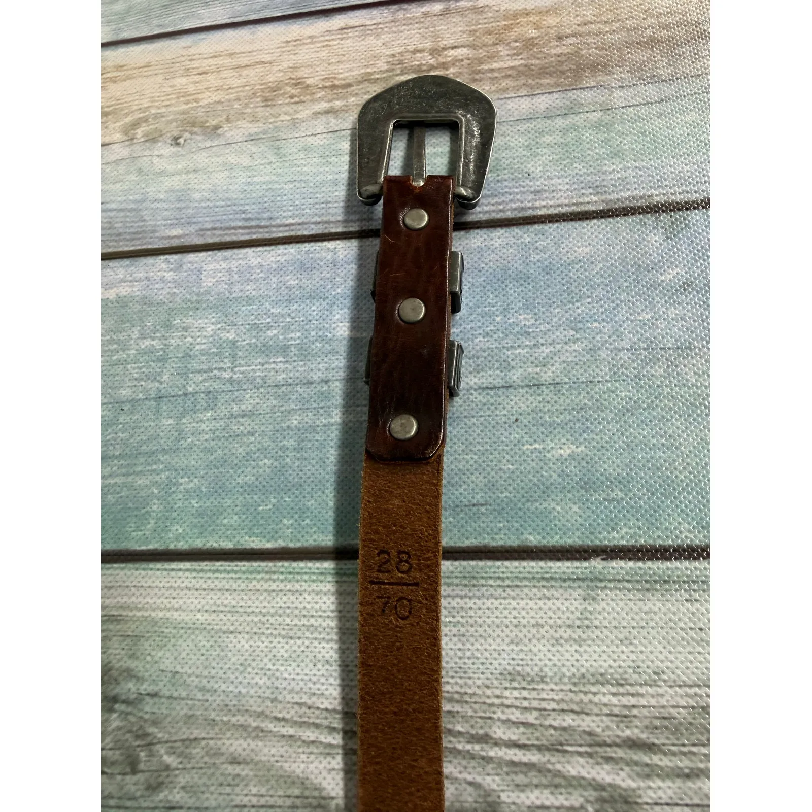 Banana Republic Safari Travel Clothing Brown Leather Belt Silver Buckle Vintage - Image 6