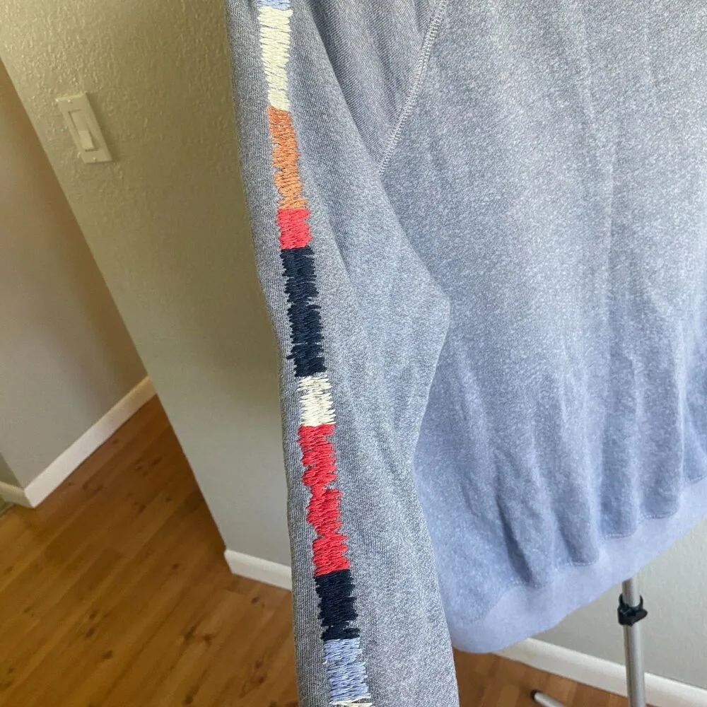 Sundry by Anthropologie Mosley Embroidered Sleeve Pullover Sweatshirt Cozy 3/L - Image 5