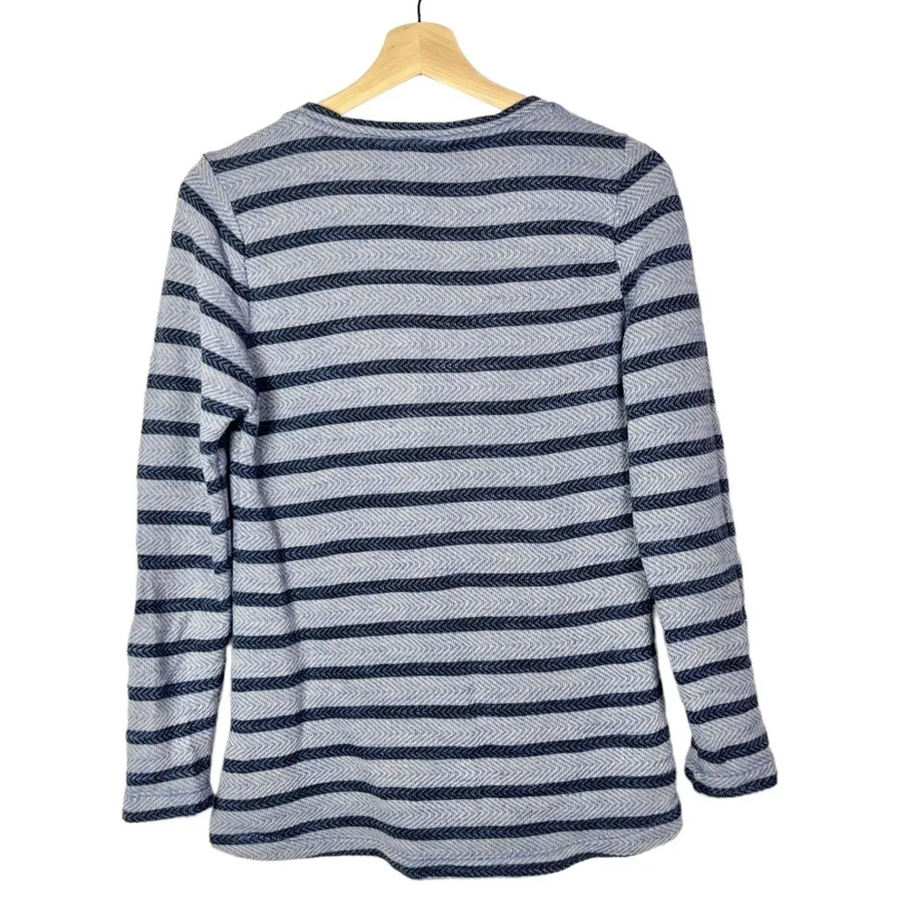 Soft Surroundings Syrah Blue Stripe Floral Long Sleeve Knit Top XS - Image 3