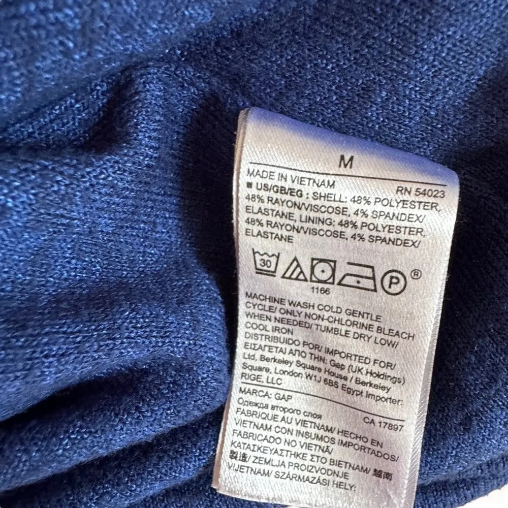 Gap Maternity Short Sleeve Casual Midi Dress Shirred Medium Blue Women's - Image 3