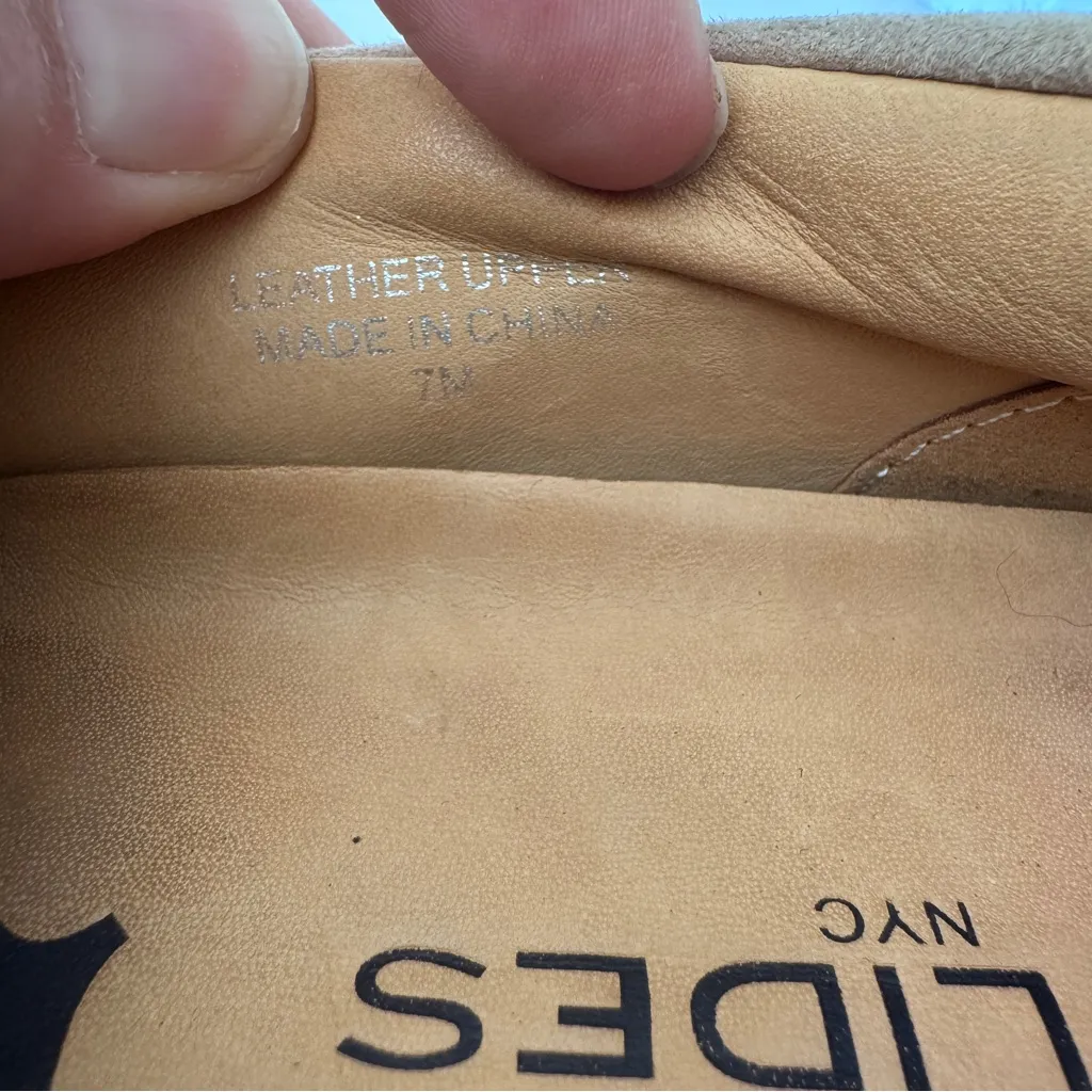 J Slides Tan Suede Leather Slip On Platform Flats Womens 7 Comfort Shoes Classic - Image 10