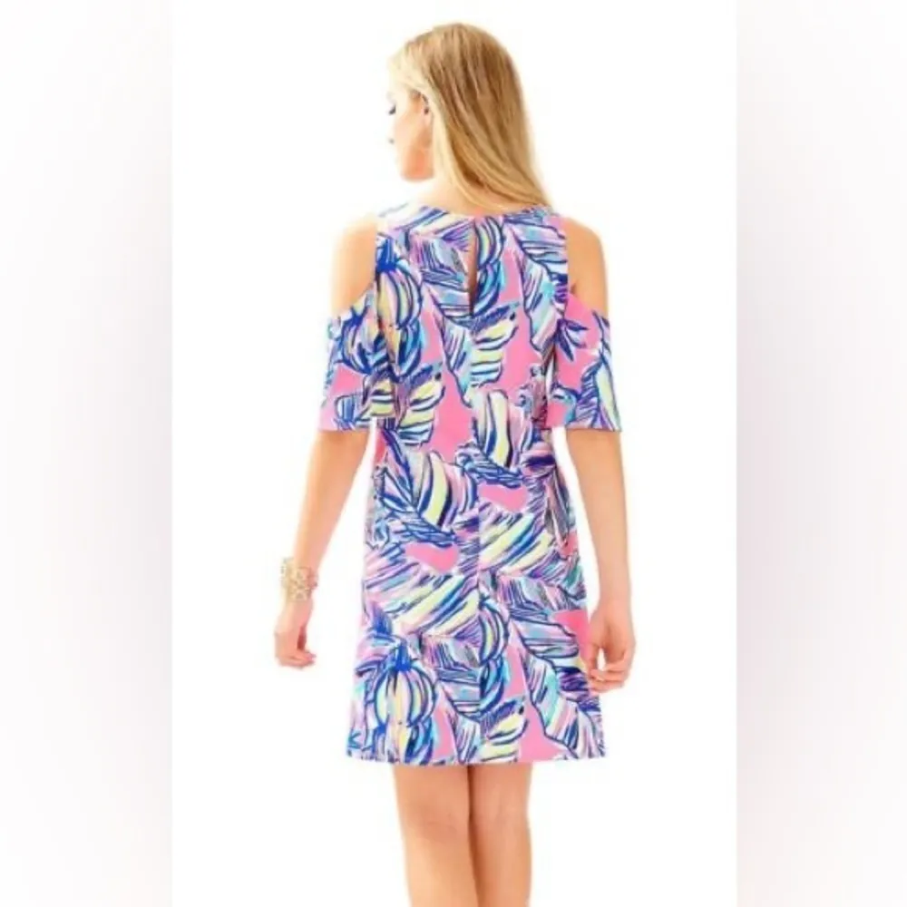 Lilly Pulitzer SOMERSET Open Shoulder Tiki Pink Cabana Crazed Swing Dress - Image 2