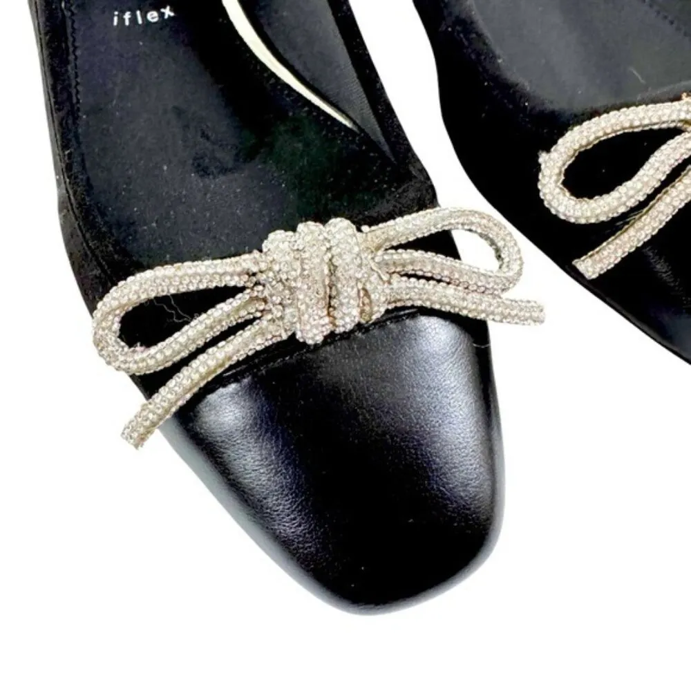 NWT Anne Klein Womens Cassidy Rhinestone Bow Faux Suede Shoe Black Size 6.5 - Image 5