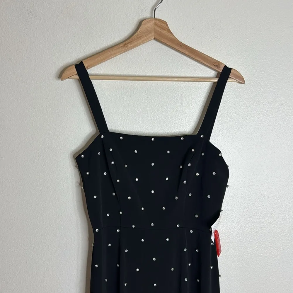 Mac Duggal SLEEVELESS RHINESTONE ENCRUSTED SQUARE NECK MIDI DRESS size 4 - Image 4