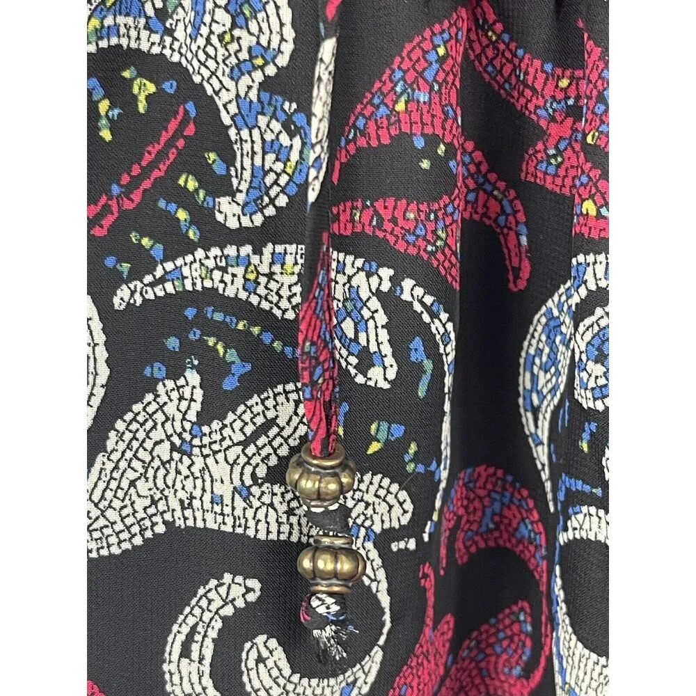 BeBop Pullover Sheer Line 3/4 Elastic Cuff & Waist A-line Vneck Paisley Dress S - Image 6