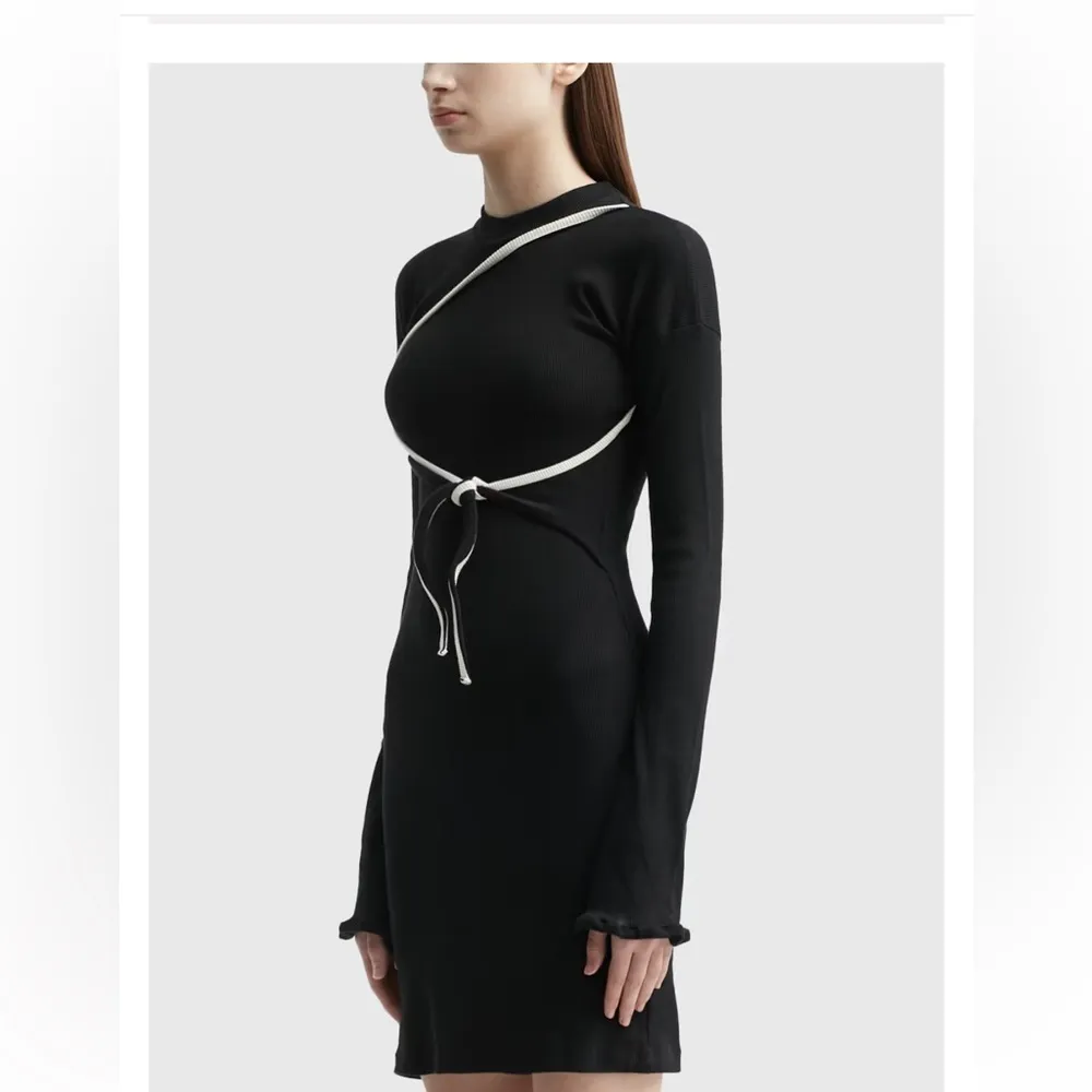 Otto Linger Black Otto Lounge Rib Long Sleeve Mini Dress Size XS - Image 5