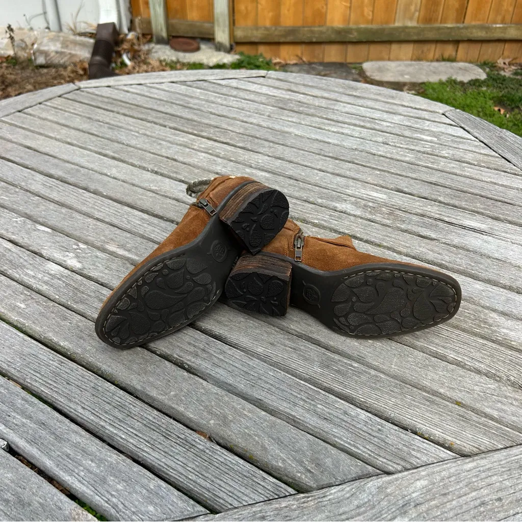 Born Morocco Suede‎ Nubuck Buckle Booties Comfort Walking leather size 6.5 Brown - Image 10