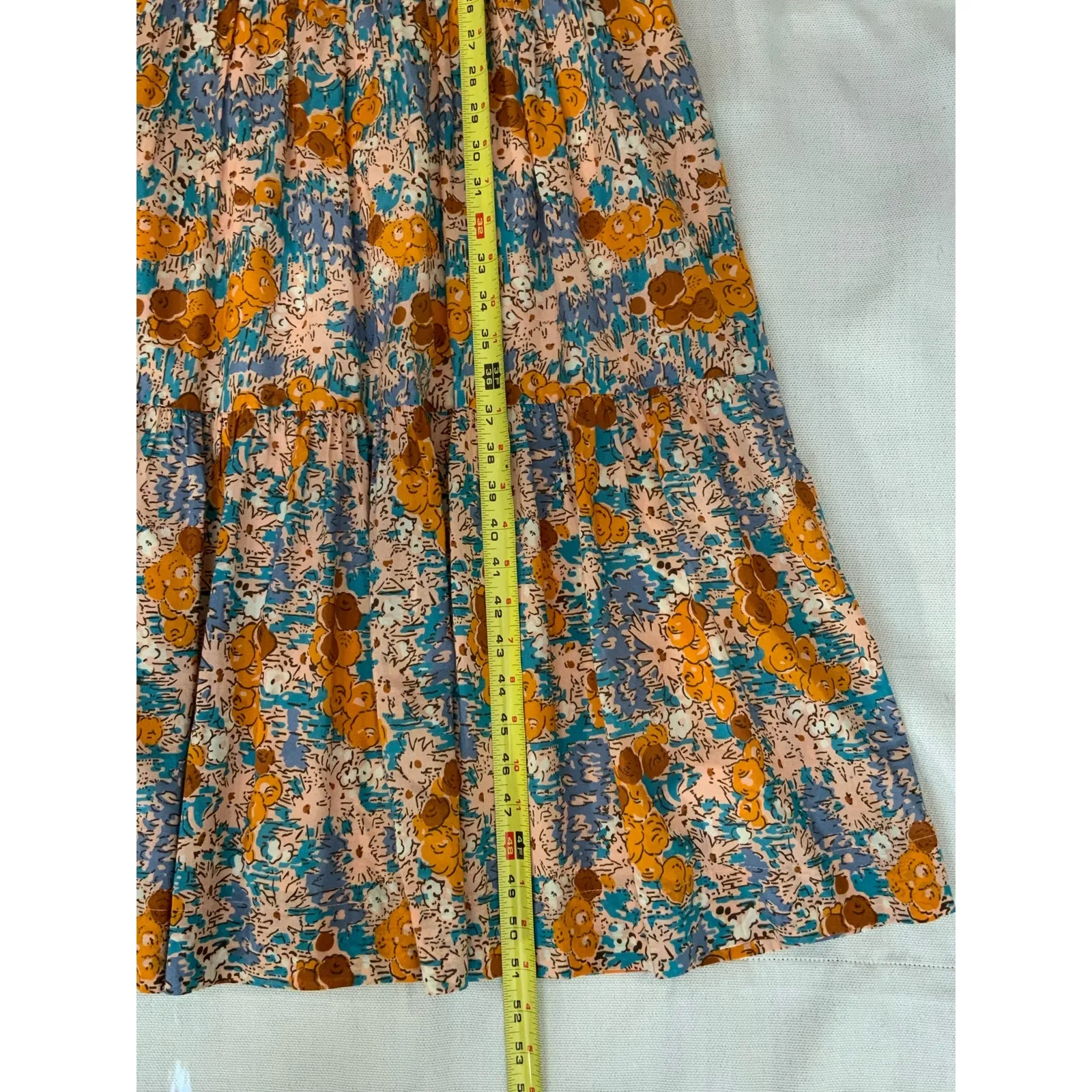Sea Biarritz Floral‎ Smocked Ruffle Cap Sleeve Tiered Midi Dress size 6 - Image 8