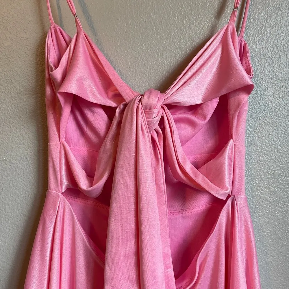 Lucy in the Sky Dress Pink Large Shimmer Sleeveless Tie Back Mini Homecoming - Image 12