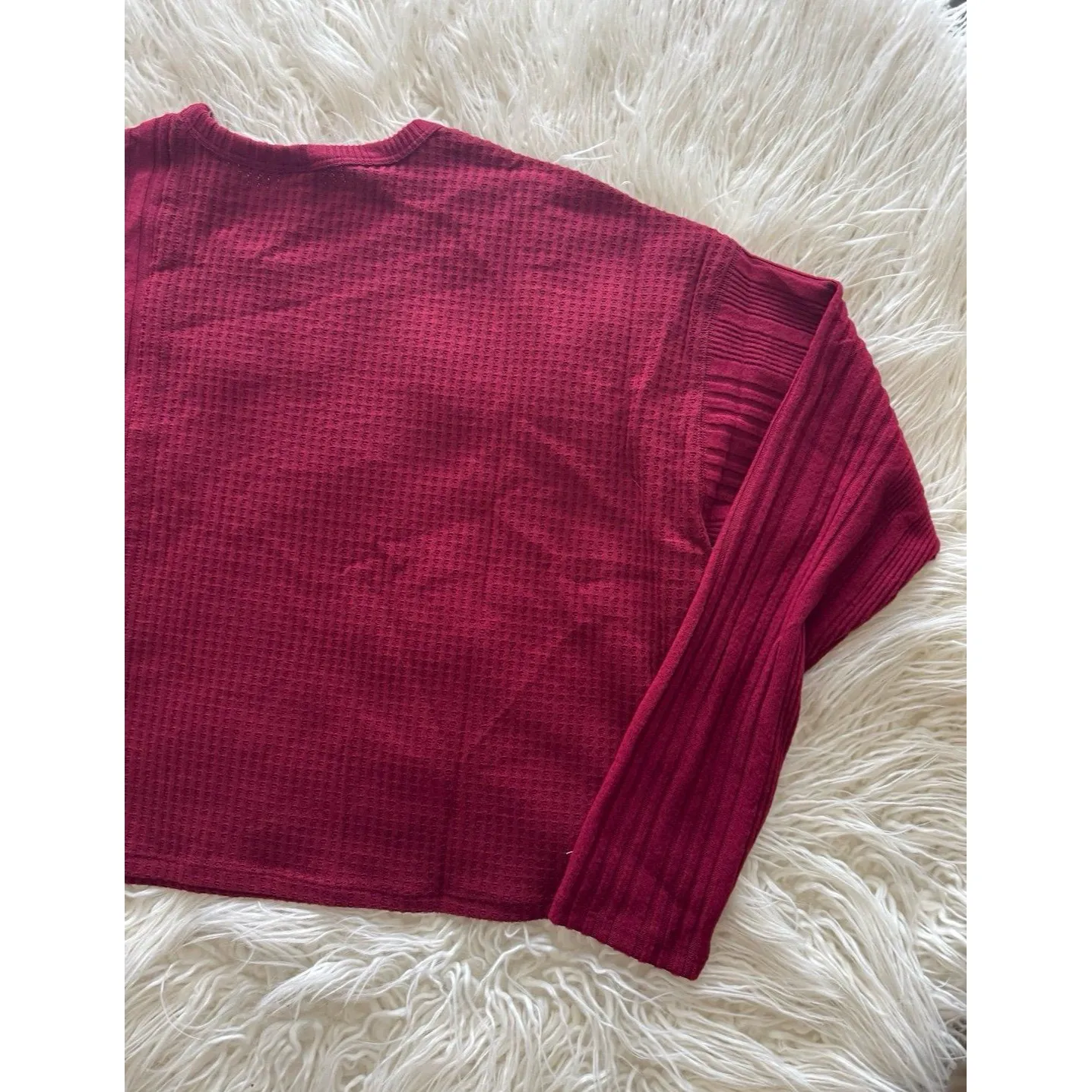 Wild Fable Long Sleeve Boxy Cropped T-Shirt Berry Red Size Large - Image 8