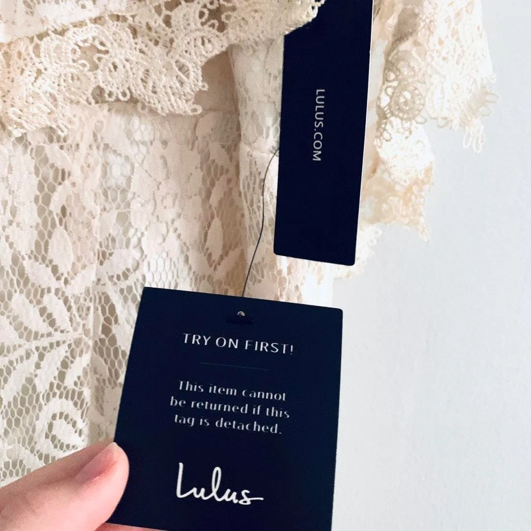 Lulus NWT  Cream Off The Shoulder Lace Jumpsuit - Image 9