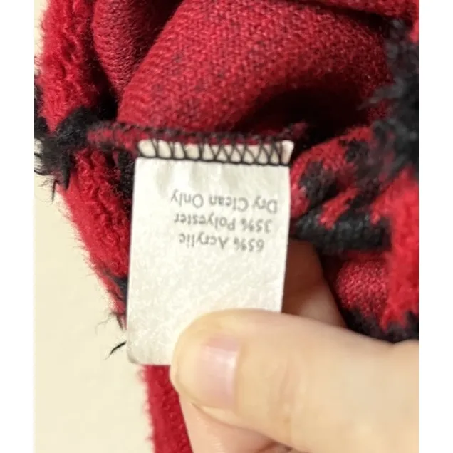 Lee Andersen‎ Womens Large Red Black Artsy Buttons Cardigan Knit Art Preppy - Image 5