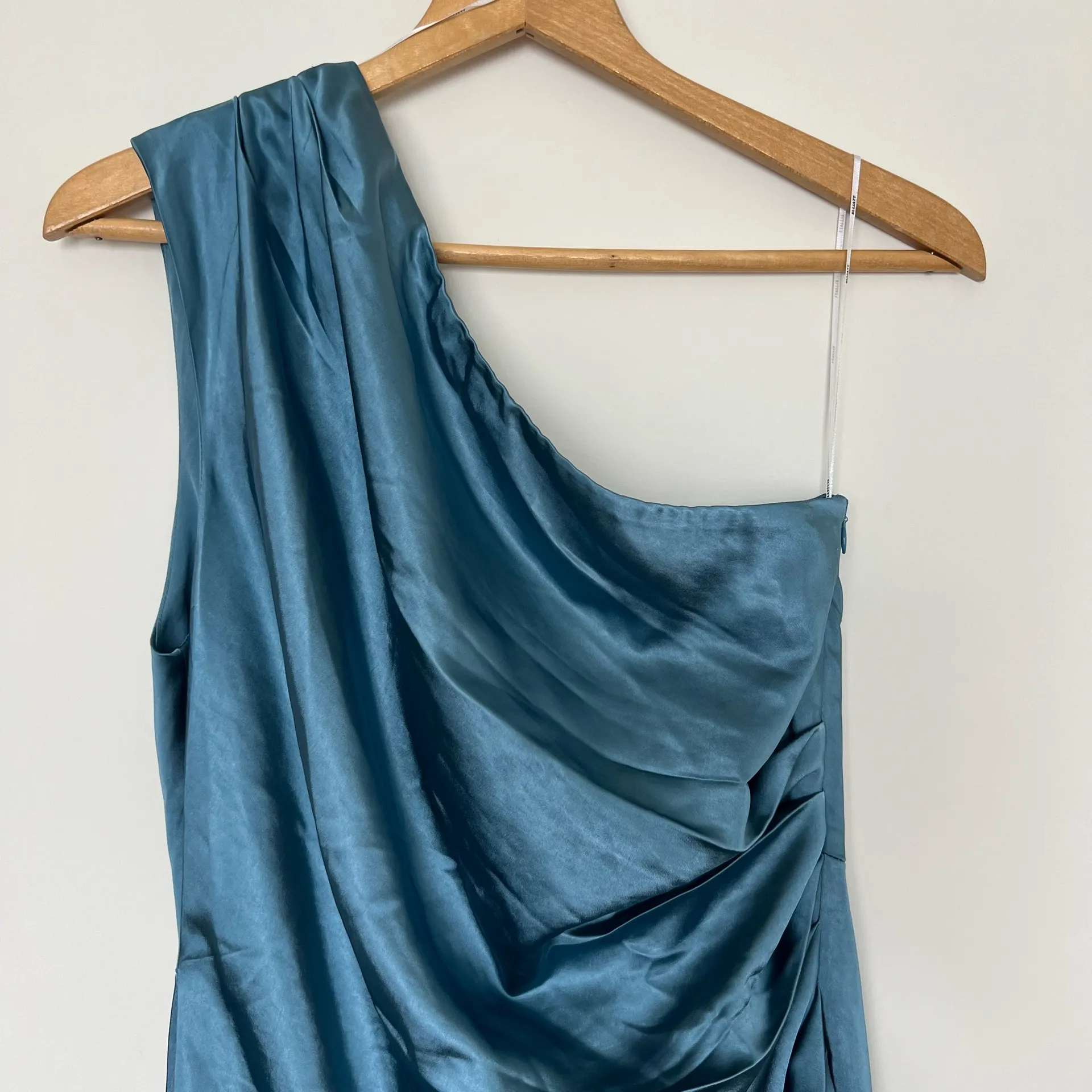 Elliatt Cassini One Shoulder Satin Midi Dress Cadet Blue - Image 3