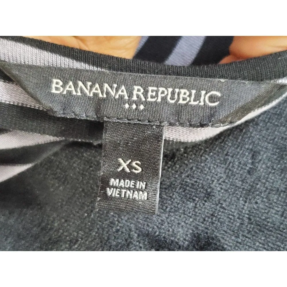 Banana Republic Women's Black & Gray Round Neck Long Sleeve Knee Length Dress XS - Image 7