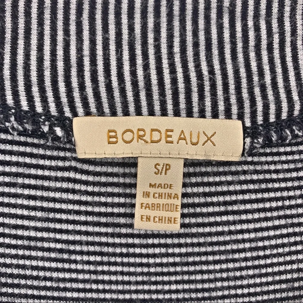 Bordeaux black white stripe v-neck long sleeve S - Image 5