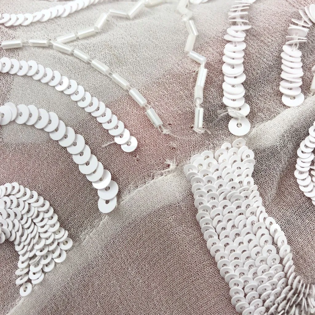 RETROFETE CHLOE EMBELLISHED SILK CHIFFON DRESS WHITE XS‎ - Image 3