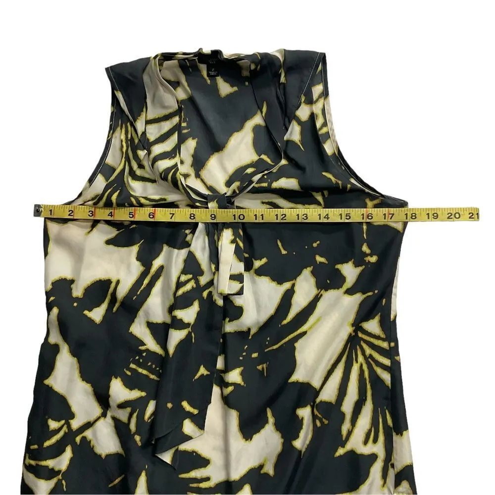 Ann Taylor‎ Women's 100% Silk Floral Tank Top Sleeveless Black Cream Size 2 - Image 6