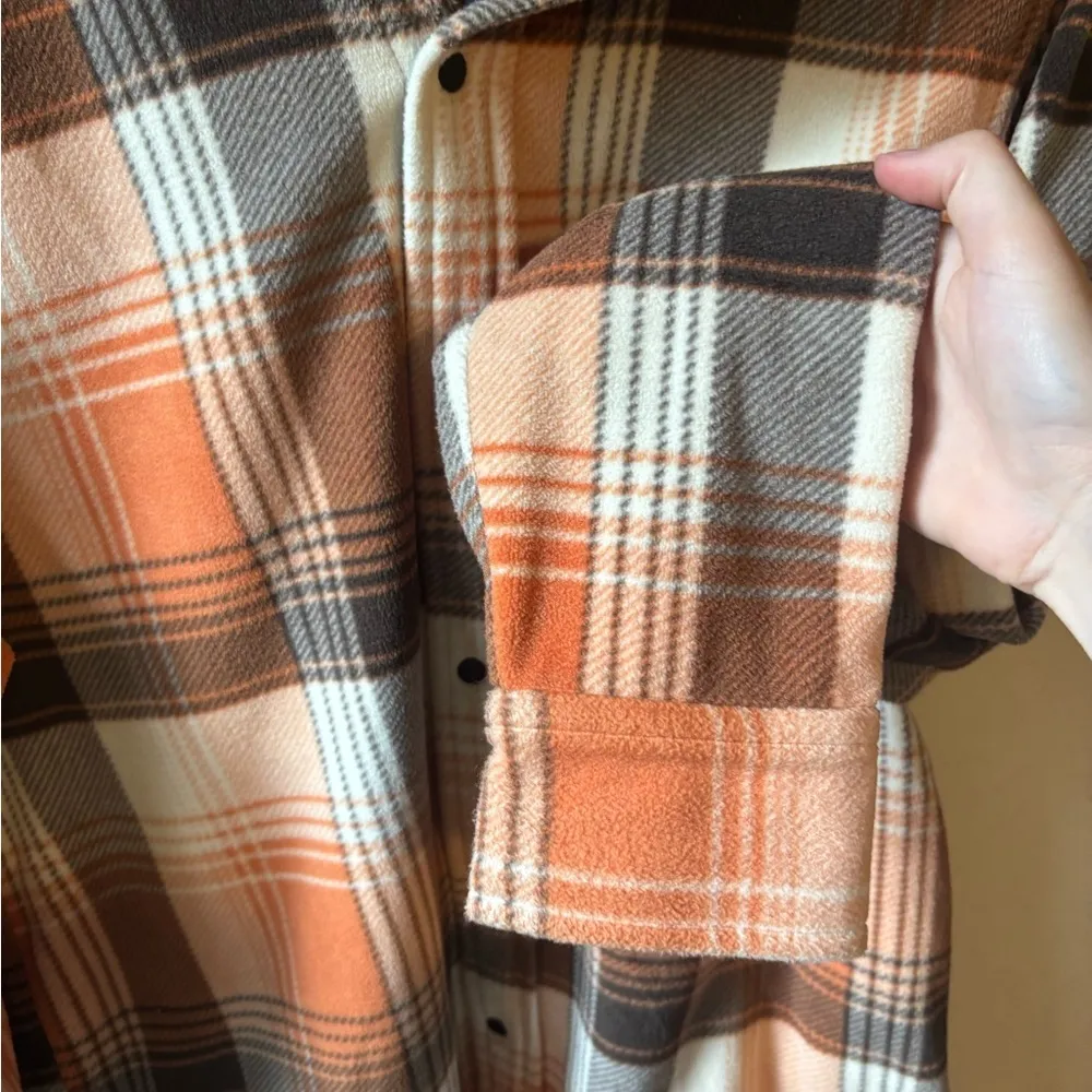 Arizona Jean Company Orange and White Casual Button Flannel - Image 8