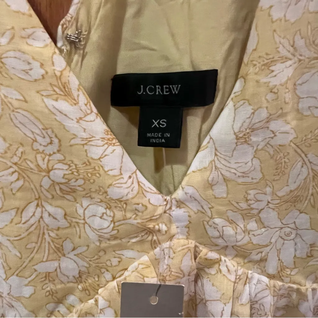 J.Crew Swingy V-Neck Tie-Back Lined Mini Dress in Tossed Yellow Floral Size‎ XS - Image 14