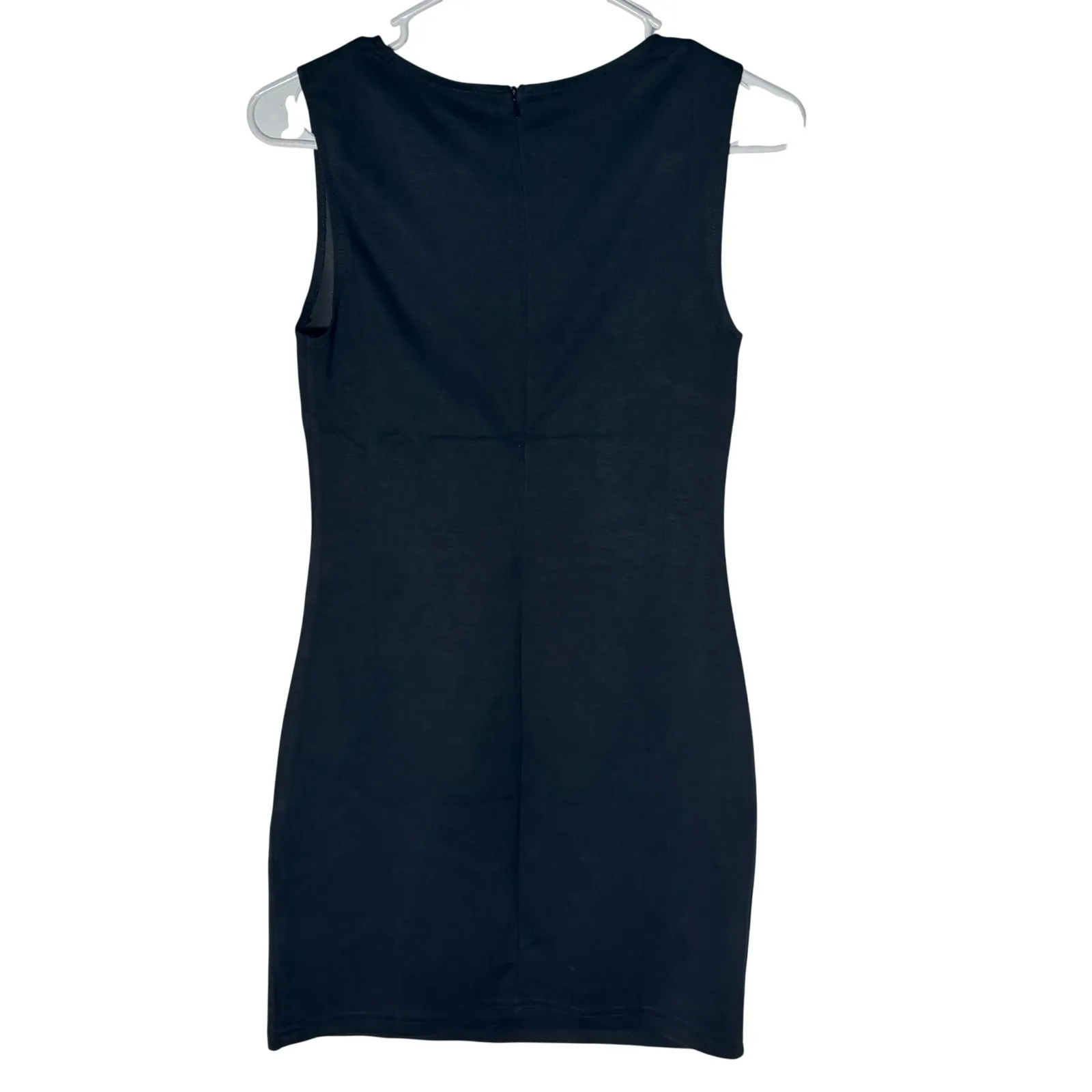 NWT Women's Black Sleeveless Bodycon Mini Dress Boat Neck Size Small - Image 5