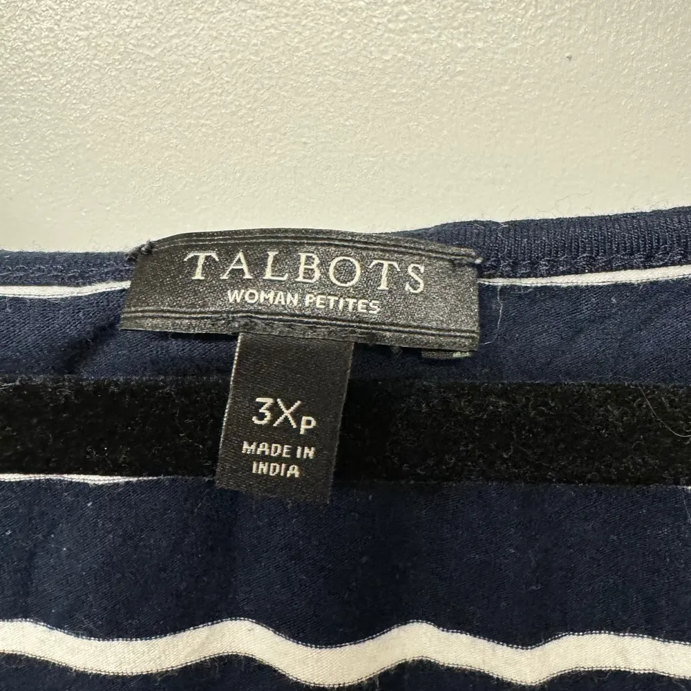 Talbots Embroidered Blue Sleeveless Stripe Jersey Maxi Dress Womens 3XP Petite - Image 8