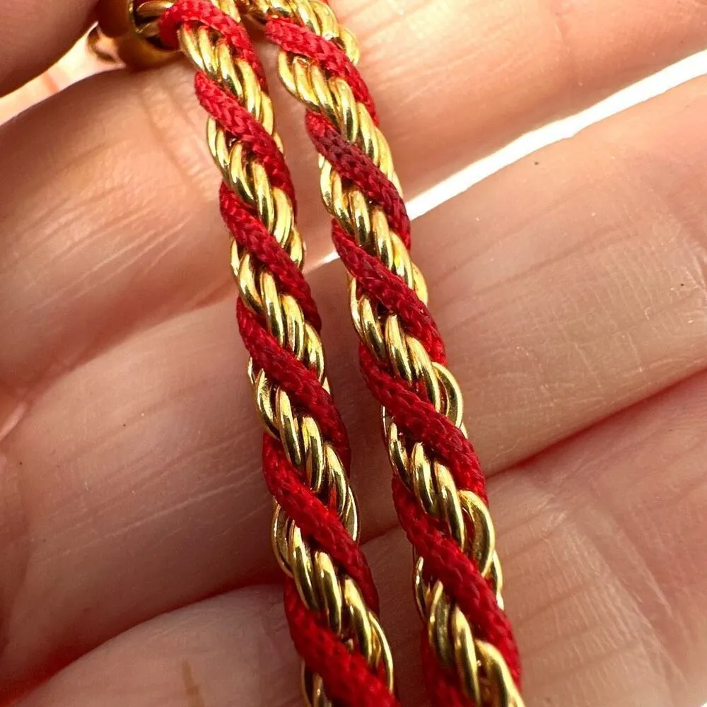 Tirfari vintage red and gold tone twisted rope bracelet - Image 7