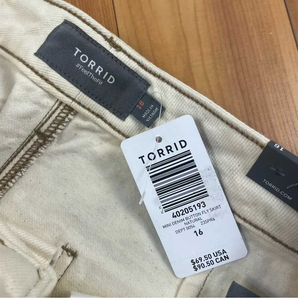 Torrid A Line Button Fly Natural Mini Denim Jean Skirt New 16 40” Waist Women’s - Image 10