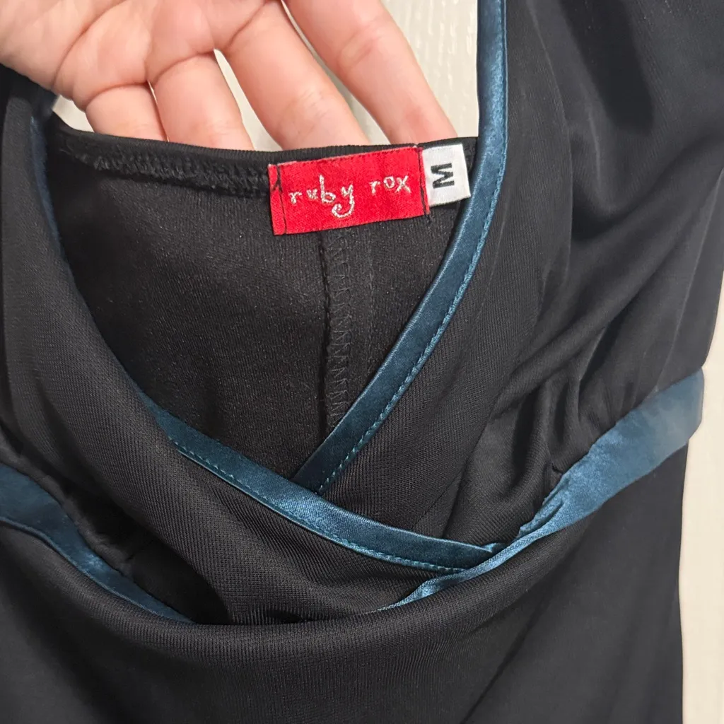 💖 Ruby Rox Y2K Nostalgia / Whimsigoth Black Halter Dress - Image 4