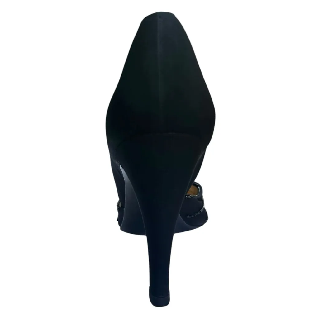 Vintage Black Beaded Heels Pumps Gino Aldrovandi Leather EU 38 1/2 US 8 Formal - Image 13