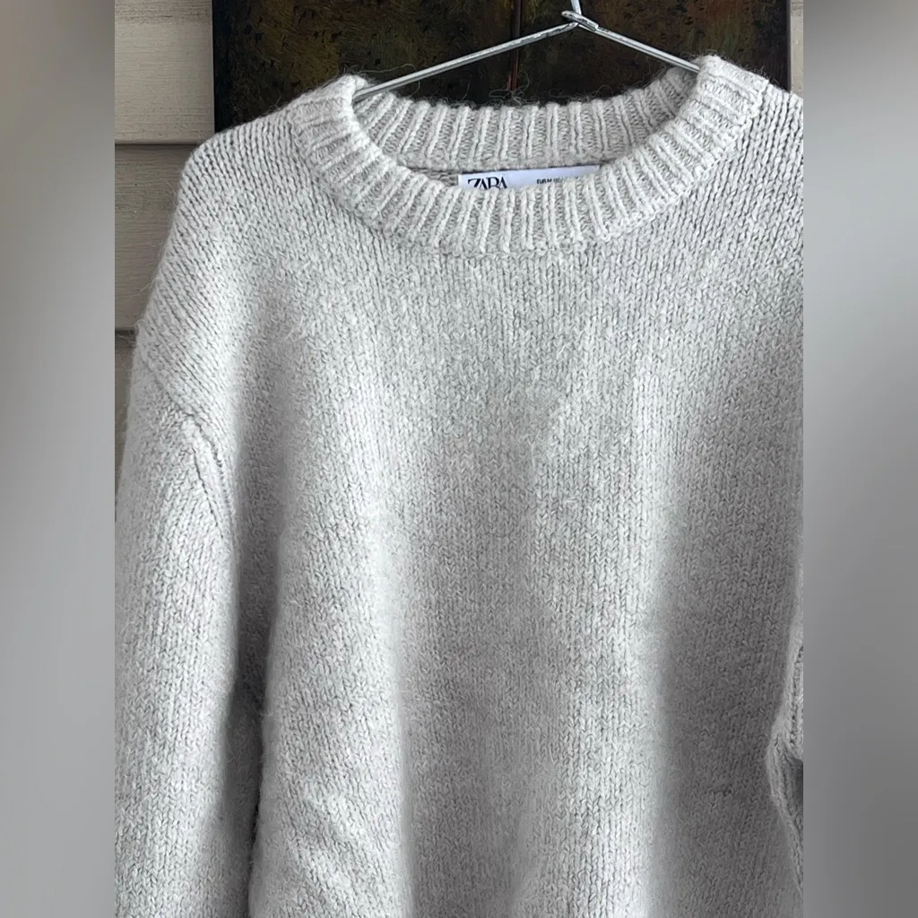 Zara Women’s Cropped Sweater In Taupe Alpaca & Wool Blend - Image 8