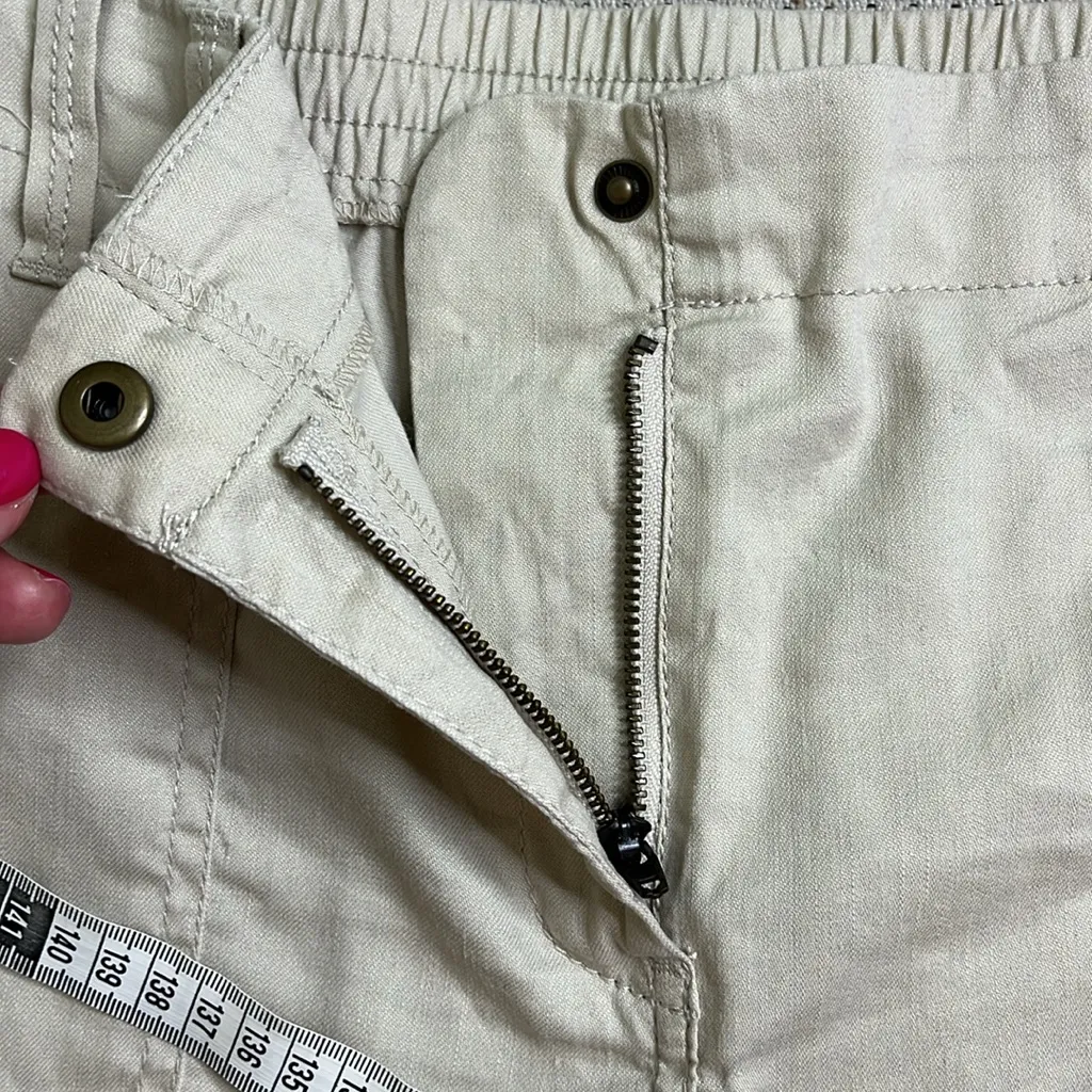 Chico's cropped cargo linen blend side neutral stripe pants, size 12 petite - Image 12