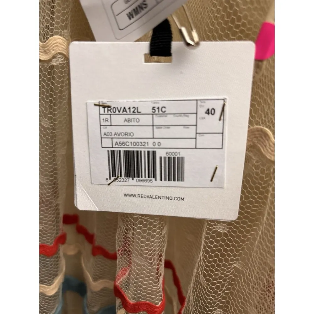 RED Valentino Ric Rac Tulle Midi Dress Ivory A03 AVORIO Size 40 Rare $1536 New - Image 4
