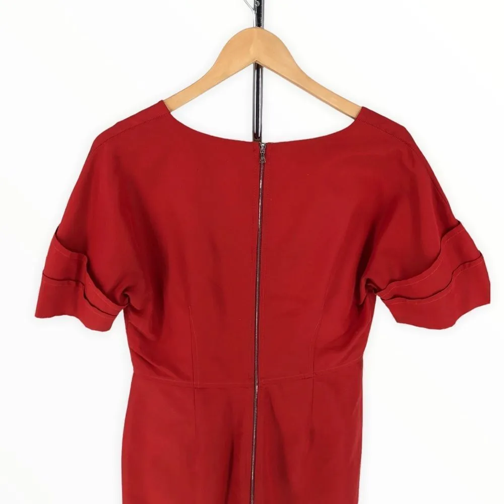 Lela Rose Red Short Sleeve V - Image 6