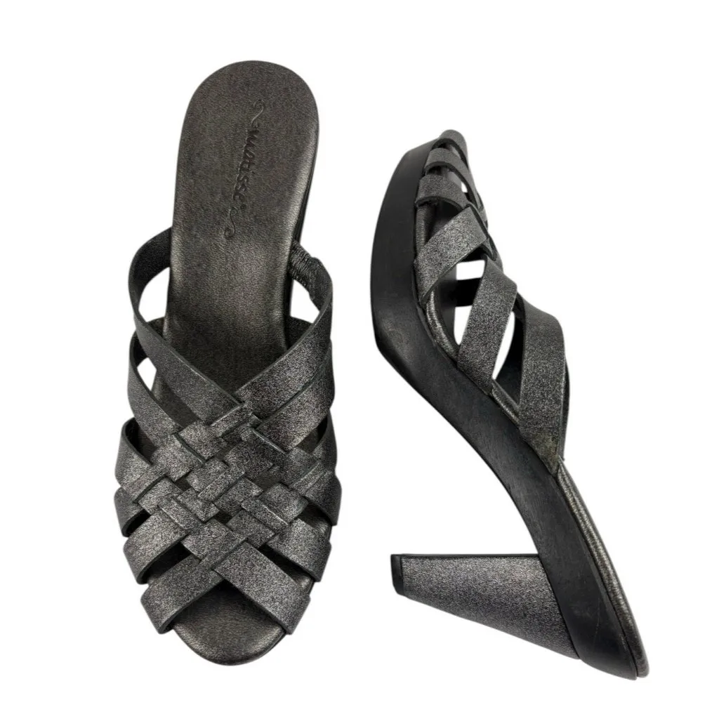 *Matisse Slip On Strappy Heels Womens Size 7.5 Black Metallic Edgy Dark Romantic - Image 3