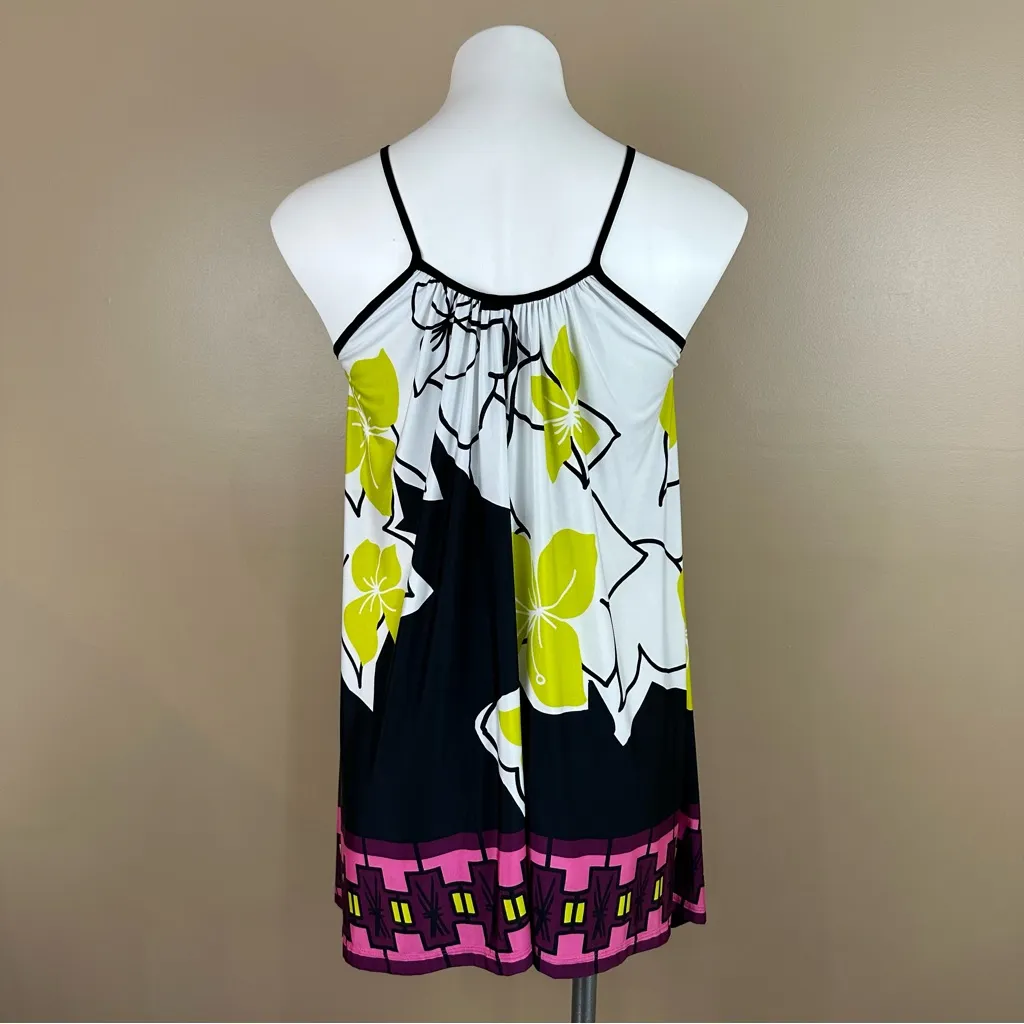 Analili Floral Multicolor Women’s Sleeveless Top OS Tropical Vibrant Colorful - Image 4