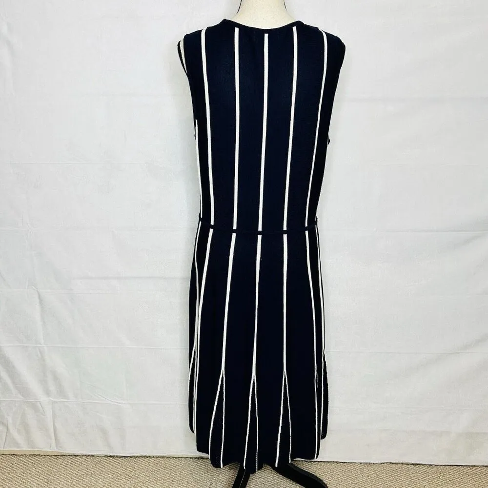 Calvin Klein Sweater Dress Size M Sleeveless Long Navy Blue Striped - Image 8