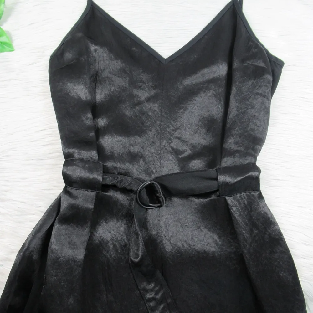 RAG & BONE Rochelle Black Satin Straight Leg Jumpsuit Women's Size 6 - Image 7