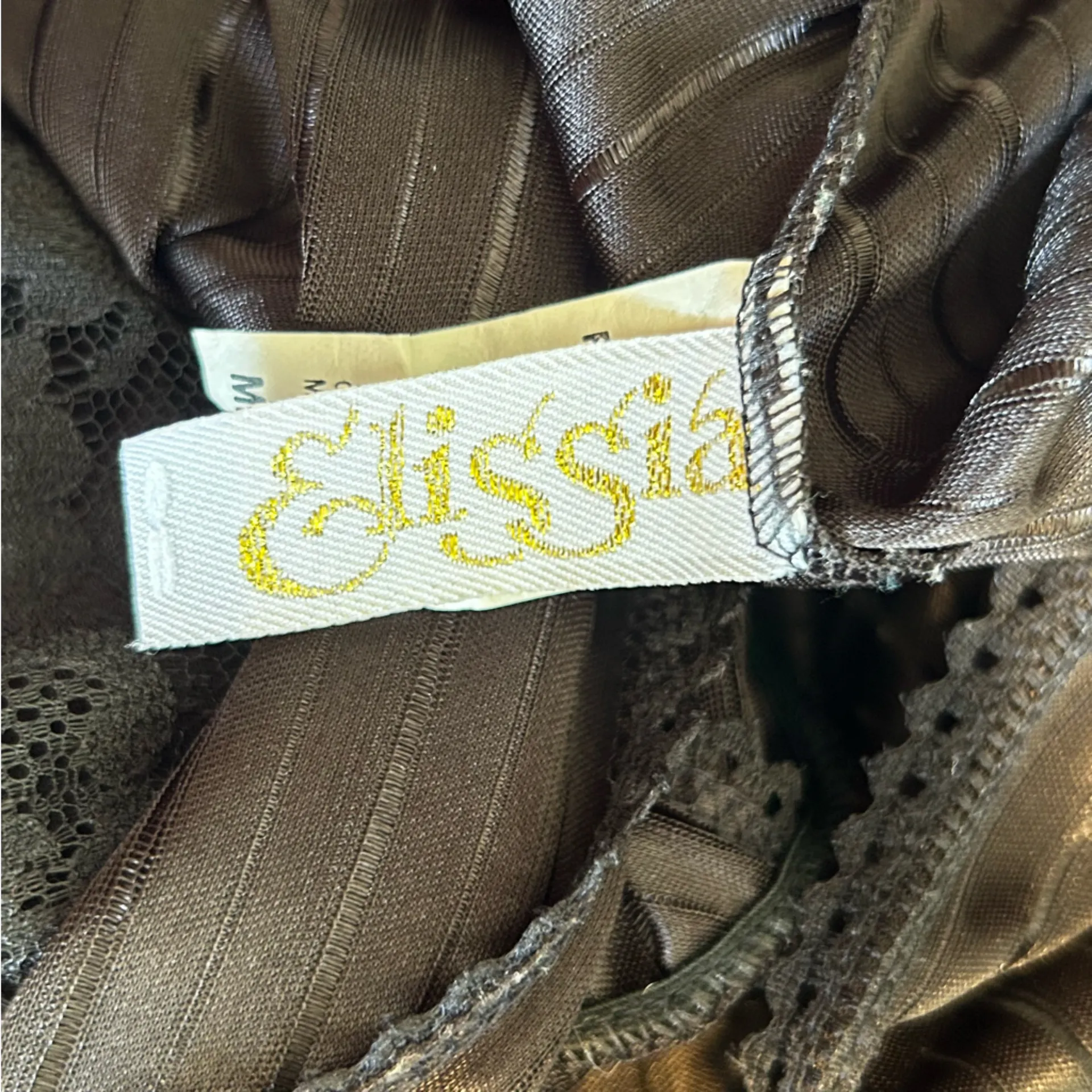 Vintage Elissia Black V Neck Lace Nightie Romper Bodysuit Size Medium - Image 6