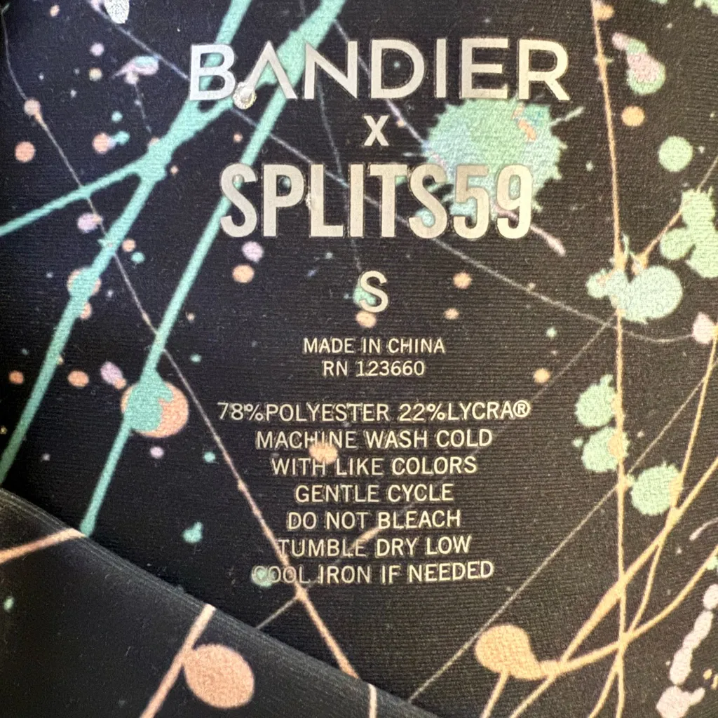 SPLITS59 x BANDIER Splatter Print Leggings Size Small - Image 16