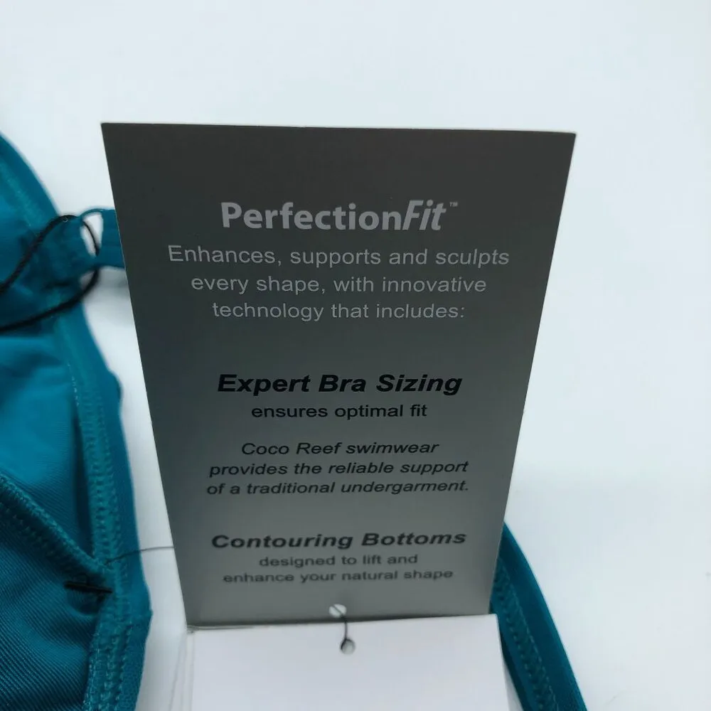 Coco Reef Flourish Bra Sized Tier Mesh Underwire Tankini Top Teal Blue 36C - Image 6