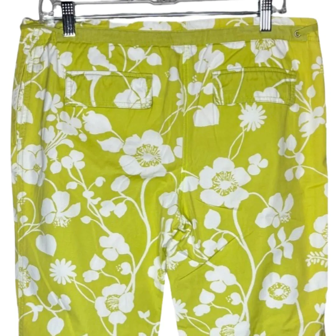 J Crew Pants Womens 10 Green Floral Flowers Cropped Capri Low Fit Casual‎ Preppy - Image 5