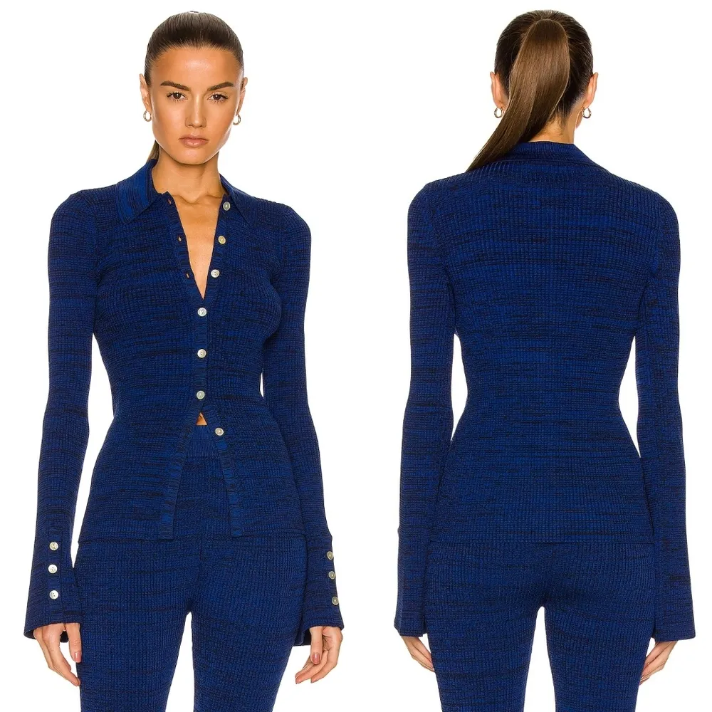 Le Ore Rimini Collared Cardigan Blue Size XS - Image 3